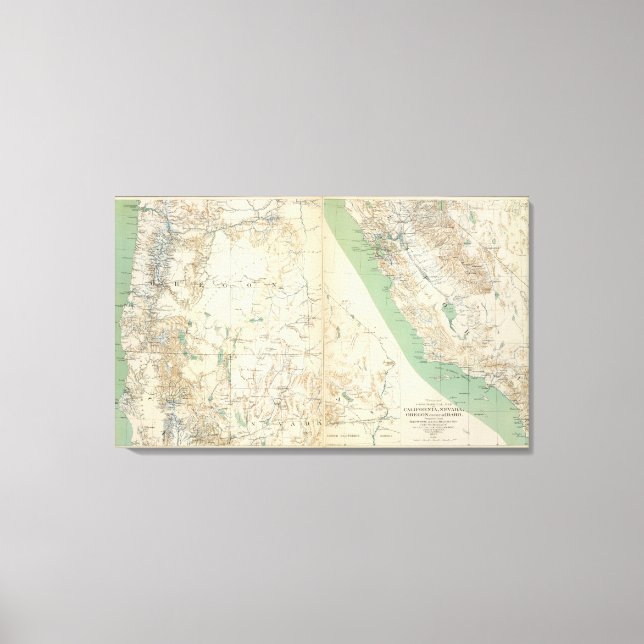 Kalifornien, Nevada, Oregon Canvastryck (Framsida)