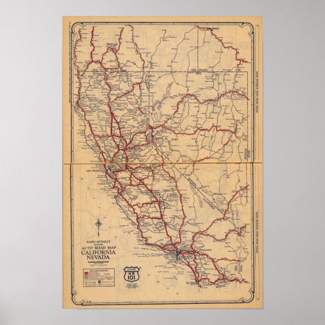 Kalifornien, Nevada Poster (Framsidan)