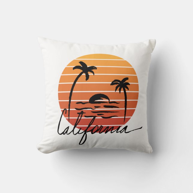 Kalifornien och retrovintage sunset kudde (Framsida)