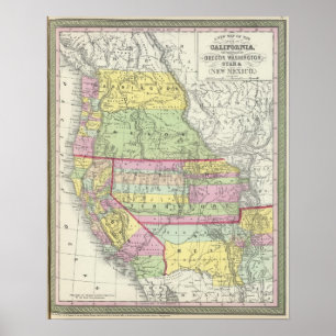 Kalifornien, Oregon, Washington, Utah, New mexico Poster
