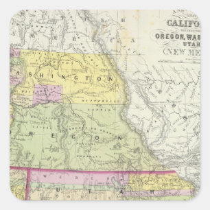 Kalifornien Oregon, Washington, Utah som är ny - Fyrkantigt Klistermärke