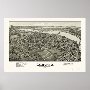 Kalifornien, PA Panoramic Karta - 1902 Poster