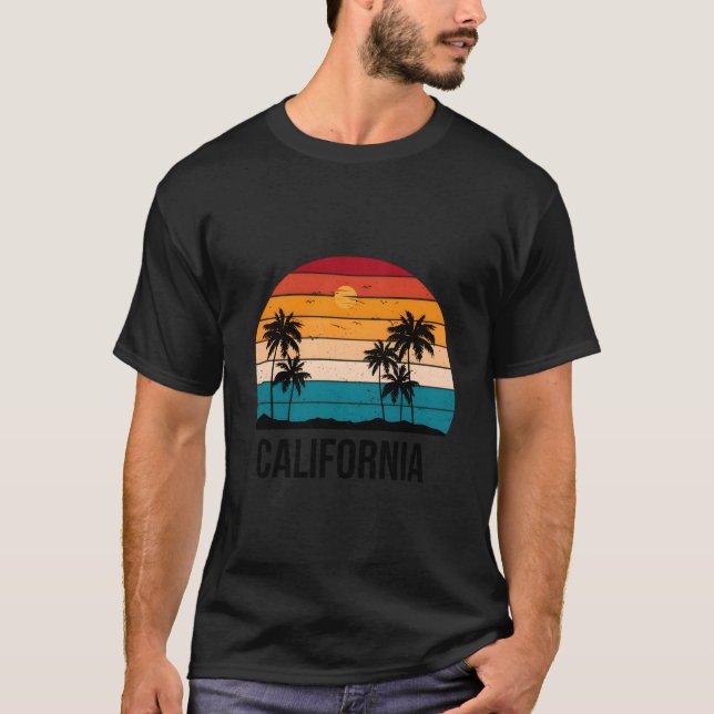 Kalifornien Palmträd Strand Sol T Shirt (Framsida)