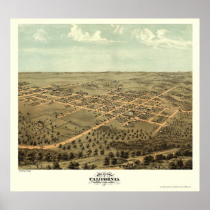 Kalifornien panorama- karta för MO - 1869 Poster