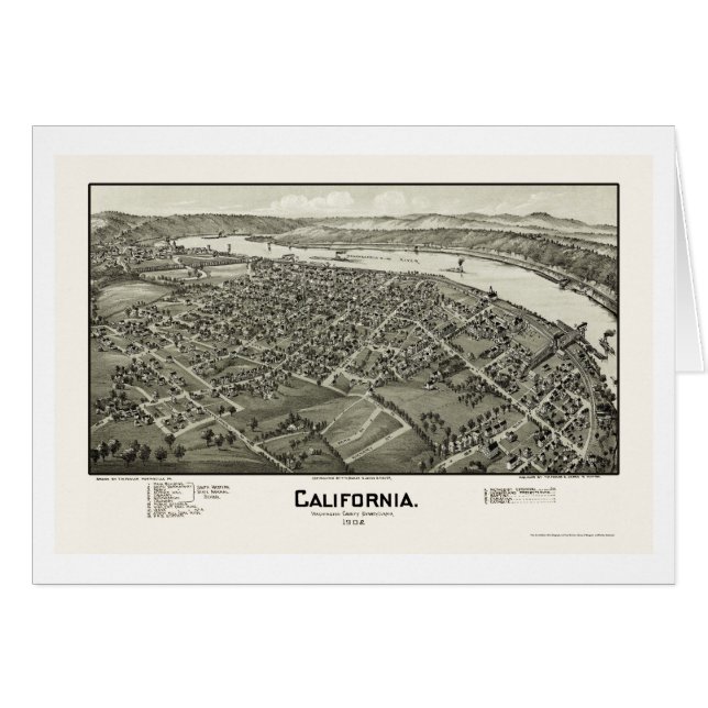Kalifornien panorama- karta för PA - 1902 Hälsningskort (Framsidan Horizontal)