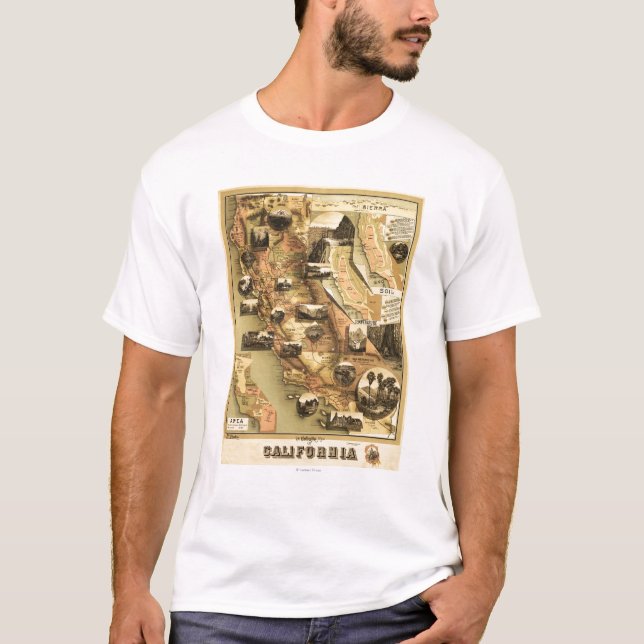 Kalifornien panorama- karta t-shirt (Framsida)