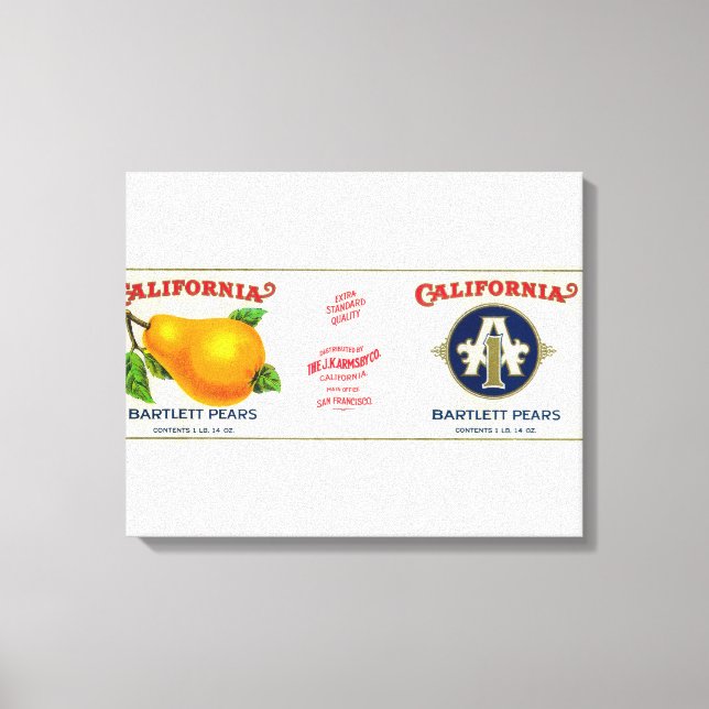 Kalifornien Pear Label Canvastryck (Framsida)