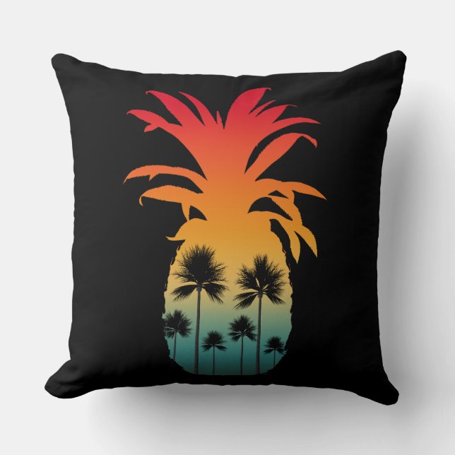 KALIFORNIEN PINEAPPLE SOLNEDGÅNG PALMER KUDDE (Framsida)