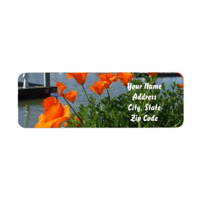 Kalifornien Poppies Adressetiketter Returadress Etikett (Framsidan)
