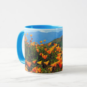 Kalifornien Poppies Covering a Hillside Mugg