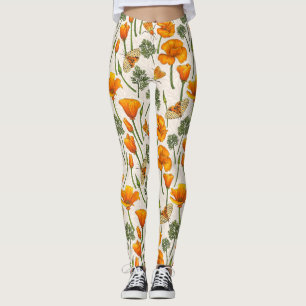 Kalifornien-poppies och muddar på benvit 2 leggings