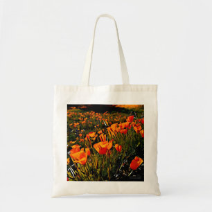 Kalifornien Poppies / Orange Flowers / Wildblommor Tygkasse
