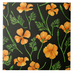 Kalifornien poppies, sommartidblommor, orange wirt kakelplatta