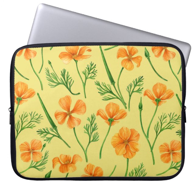 Kalifornien poppies, sommartidblommor, orange wirt laptop fodral (Framsidan)