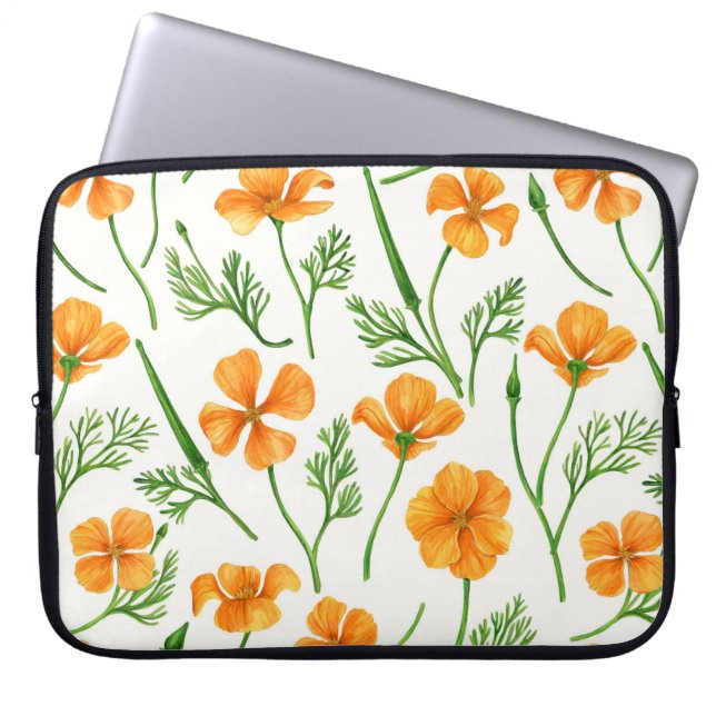Kalifornien poppies, sommartidblommor, orange wirt laptop fodral (Framsidan)