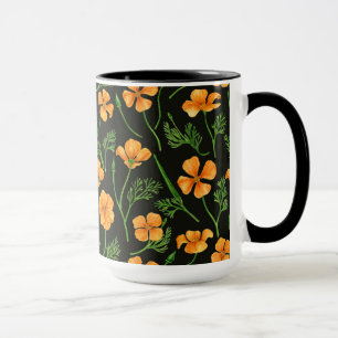 Kalifornien poppies, sommartidblommor, orange wirt mugg