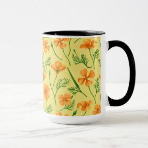 Kalifornien poppies, sommartidblommor, orange wirt mugg
