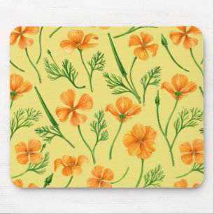 Kalifornien poppies, sommartidblommor, orange wirt musmatta