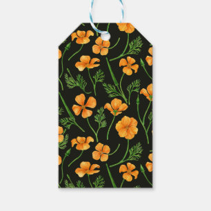 Kalifornien poppies, sommartidblommor, orange wirt presentetikett
