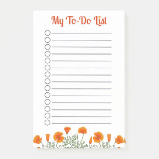 Kalifornien Poppy Bright Orange Flowers To-Do List Post-it Block