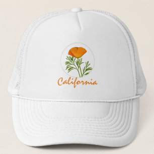 Kalifornien Poppy i en cirkel, "Kalifornien" Text Keps