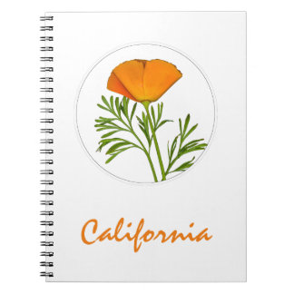 Kalifornien Poppy in a Circle, "California" Text Anteckningsbok