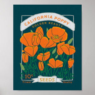 Kalifornien Poppy Poster (mörkens bakgrund)