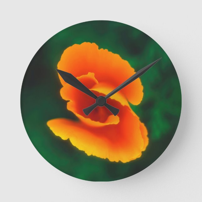 Kalifornien Poppy Rund Klocka (Framsida)