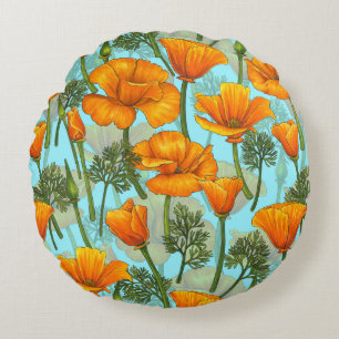 Kalifornien poppy rund kudde