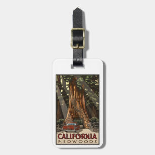 Kalifornien Redwood, Vintage, bagagetag Bagagebricka