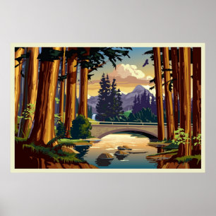 Kalifornien redwoodträd poster