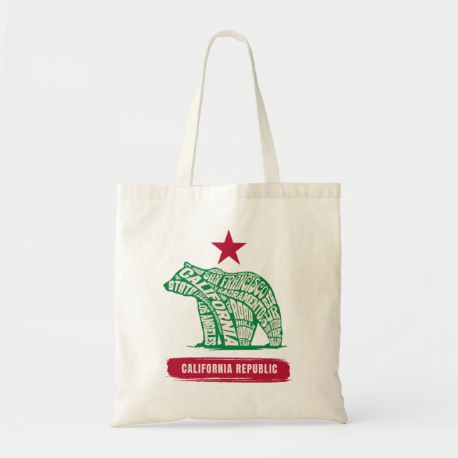 Kalifornien Republik Björn Typografi Tygkasse (Framsidan)
