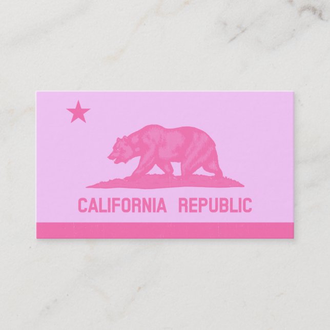 Kalifornien Republik Flagga (Rosa) Visitkort (Framsida)
