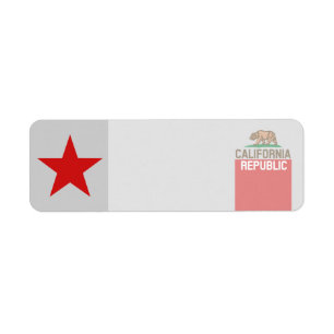 KALIFORNIEN REPUBLIKEN Statlig flagga Decor Returadress Etikett