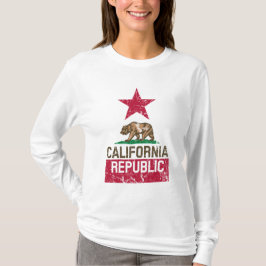 KALIFORNIEN REPUBLIKEN Statlig flagga Grunge Stil T-shirt