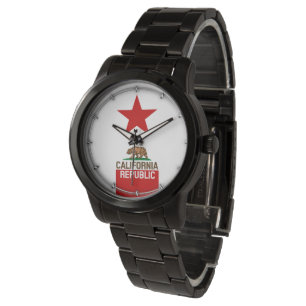 KALIFORNIEN REPUBLIKEN Statlig flagga Red Star Armbandsur