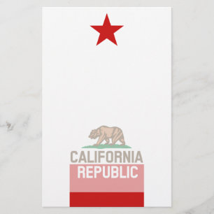 KALIFORNIEN REPUBLIKEN Statlig flagga Red Star Brevpapper