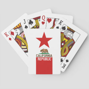 KALIFORNIEN REPUBLIKEN Statlig flagga Red Star Kortlek