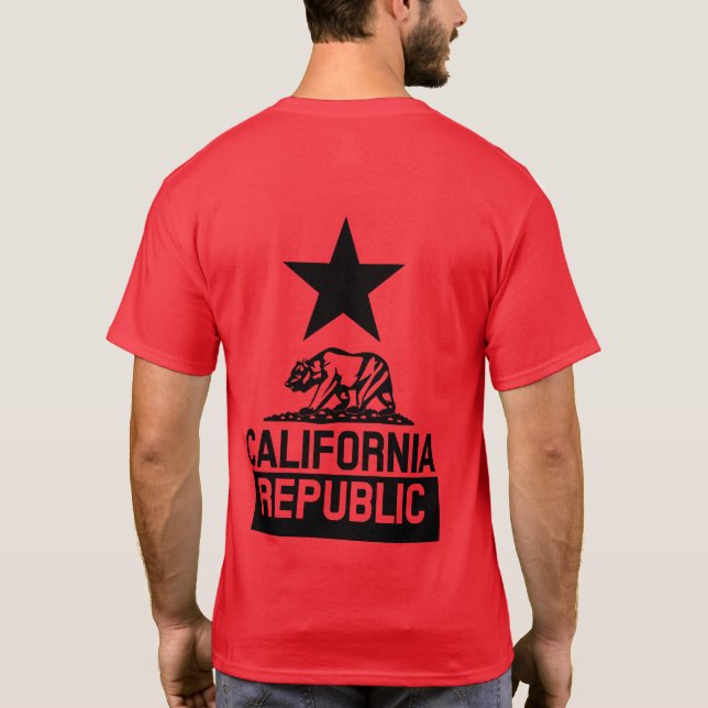 KALIFORNIEN REPUBLIKEN Statlig flagga T Shirt (Baksida)