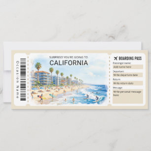 Kalifornien-resa Boarding Pass-biljett Inbjudningar
