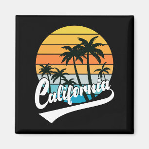 Kalifornien Retro Sunset and Handflatan Träd Magne Magnet