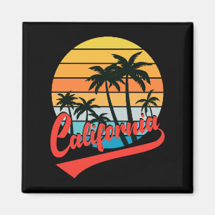Kalifornien Retro Sunset and Handflatan Träd Magne Magnet