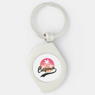 Kalifornien Retro Sunset Metall Keychain Swirl Silverfärgad Nyckelring