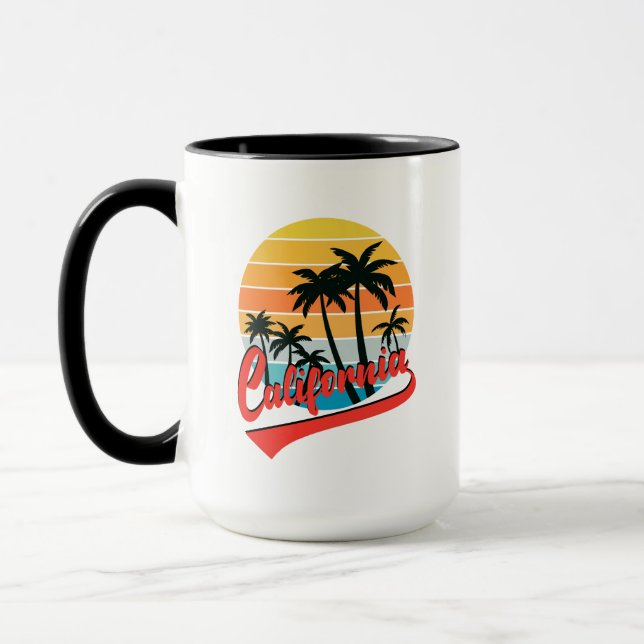 Kalifornien Retro Sunset och Handflatan Träd Mugg (Vänster)