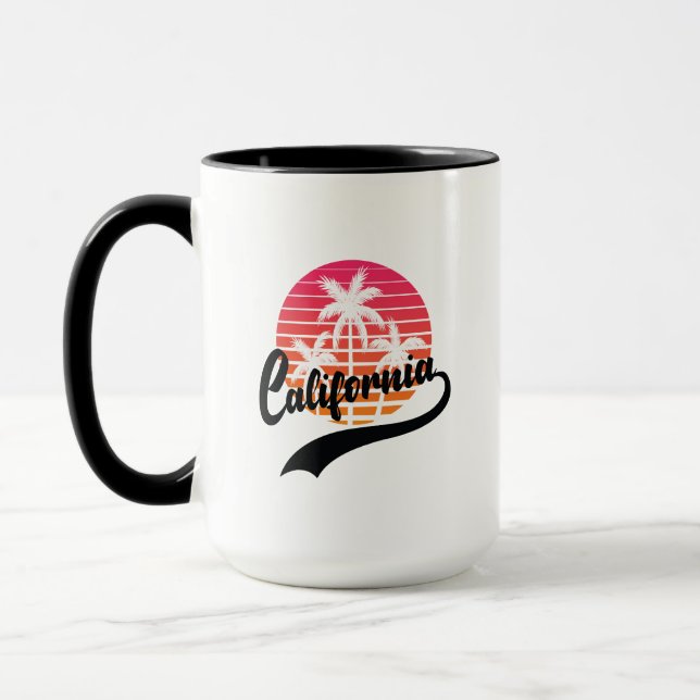 Kalifornien Retro Sunset och Handflatan Träd Mugg (Vänster)
