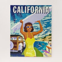 Kalifornien Retro Surfer Girl Puzzle