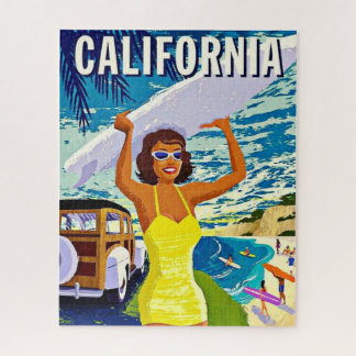 Kalifornien Retro Surfer Girl Puzzle Pussel