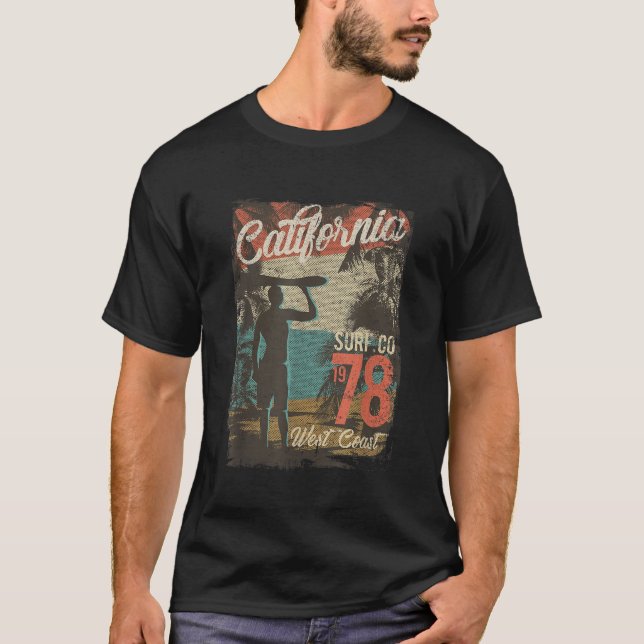 Kalifornien Retro Surfing Väster 1978 T Shirt (Framsida)