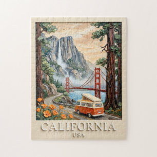 Kalifornien Road Trip Vintage 3D Texturerat Landsk Pussel
