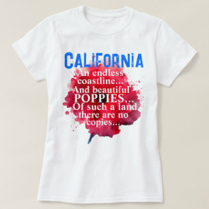 Kalifornien Romantic BeSnyc Poppies Patriotic T Shirt